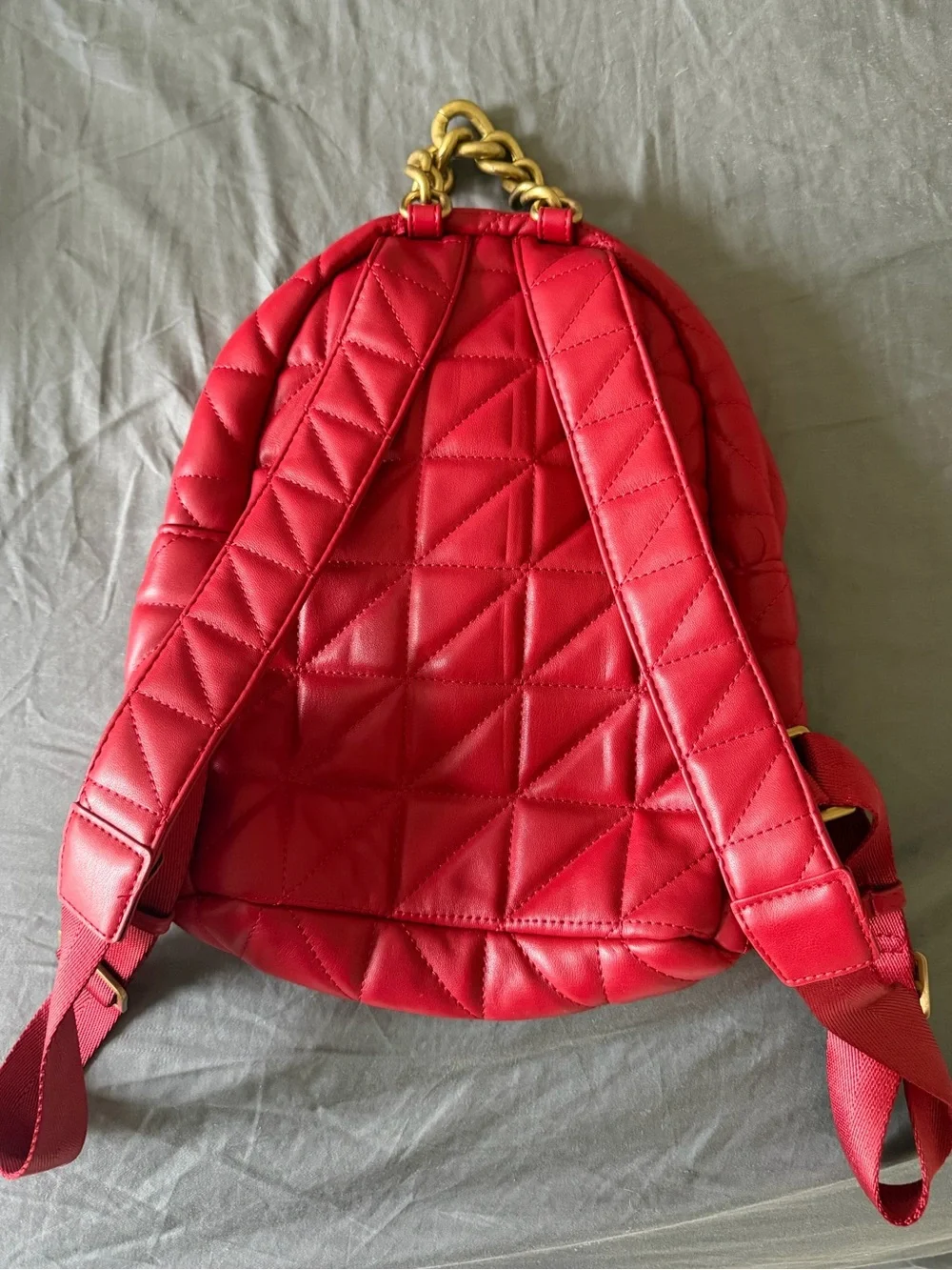 Zara Quilted Faux Leather Backpack Red EUC